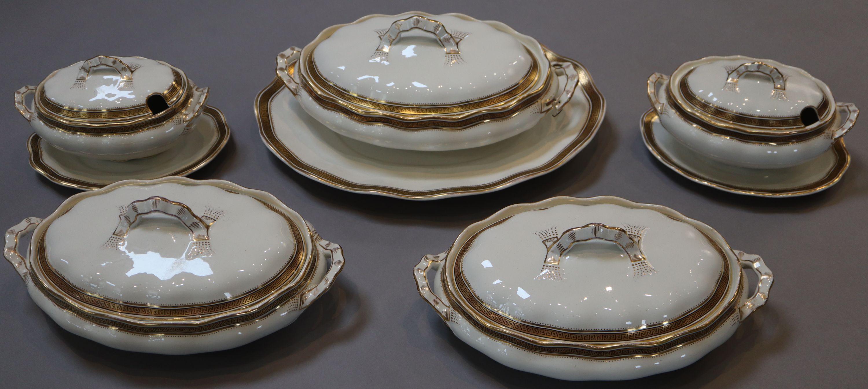 A Thomas Furnival & Sons fifty three piece part dinner service,